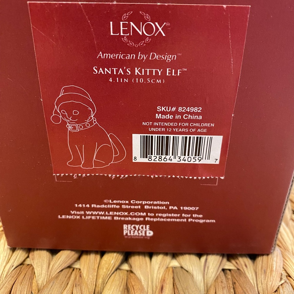 Lenox “Santa’s Kitty Elf” Porcelain American by Design 4 1/8” Figurine. Retired - Picture 10 of 10